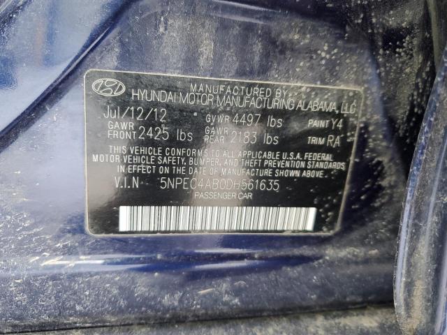 5NPEC4AB0DH561635 - 2013 HYUNDAI SONATA SE BLUE photo 12