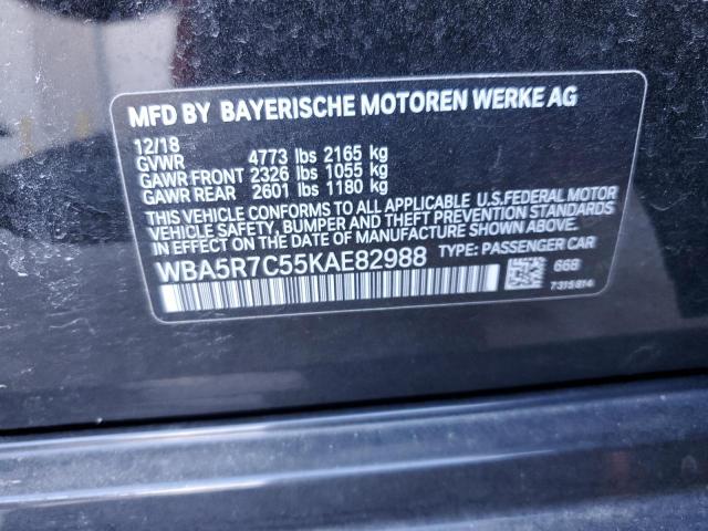 WBA5R7C55KAE82988 - 2019 BMW 330XI BLACK photo 13