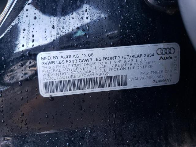 WAUWG74F59N030315 - 2009 AUDI A6 PRESTIGE შავი ფოტო 12