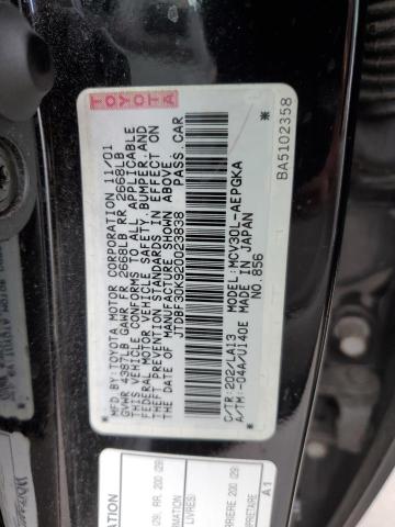 JTDBF30K920023838 - 2002 TOYOTA CAMRY LE BLACK photo 13