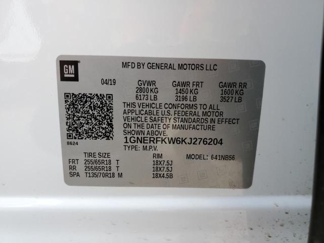 1GNERFKW6KJ276204 - 2019 CHEVROLET TRAVERSE LS WHITE photo 13