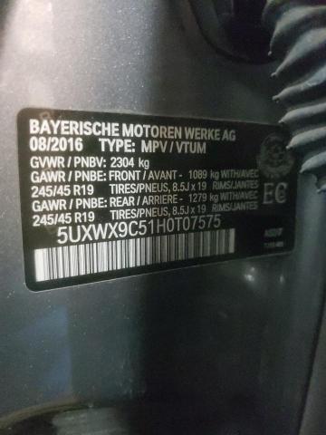 5UXWX9C51H0T07575 - 2017 BMW X3 XDRIVE28I GRAY photo 13