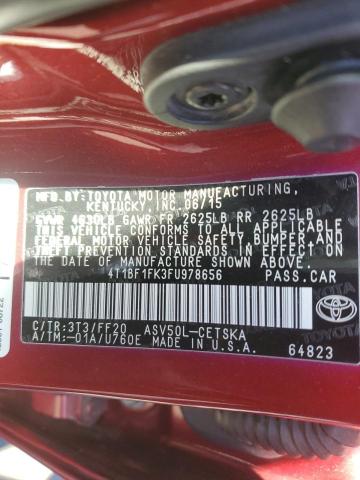 4T1BF1FK3FU978656 - 2015 TOYOTA CAMRY LE MAROON photo 12