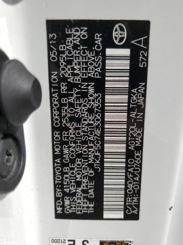 JTKJF5C74E3067353 - 2014 TOYOTA SCION TC თეთრი ფოტო 12