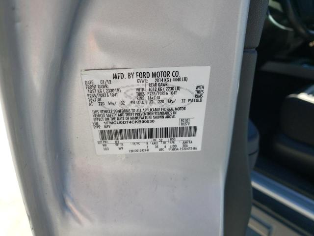 1FMCU0D74CKB90530 - 2012 FORD ESCAPE XLT SILVER photo 12