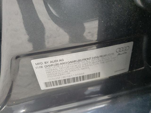 WAUAF78E48A134668 - 2008 AUDI A4 2.0T GRAY photo 12