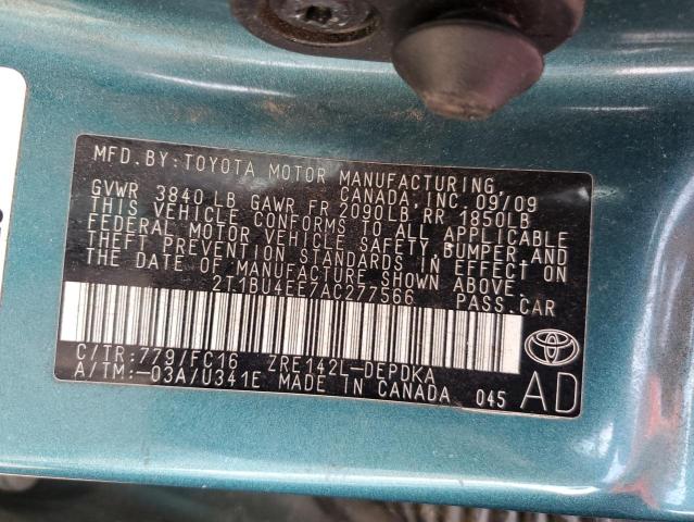 2T1BU4EE7AC277566 - 2010 TOYOTA COROLLA BASE TURQUOISE photo 12