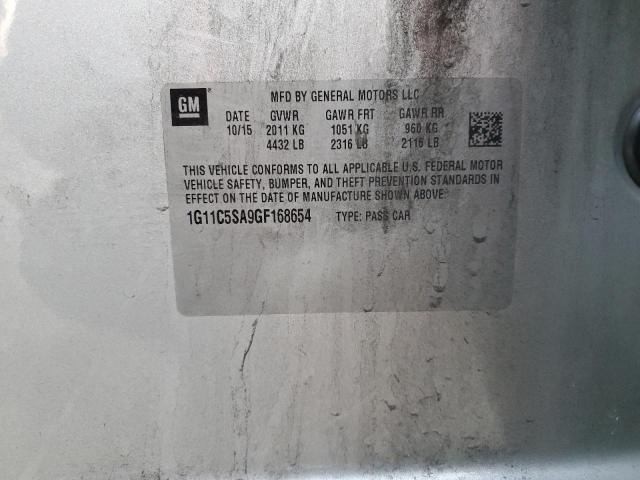 1G11C5SA9GF168654 - 2016 CHEVROLET MALIBU LIM LT 银色 照片 12