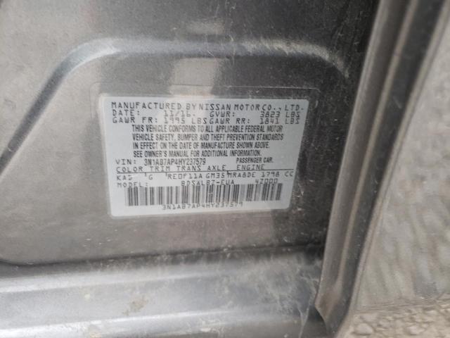 3N1AB7AP4HY237579 - 2017 NISSAN SENTRA S GRAY photo 12