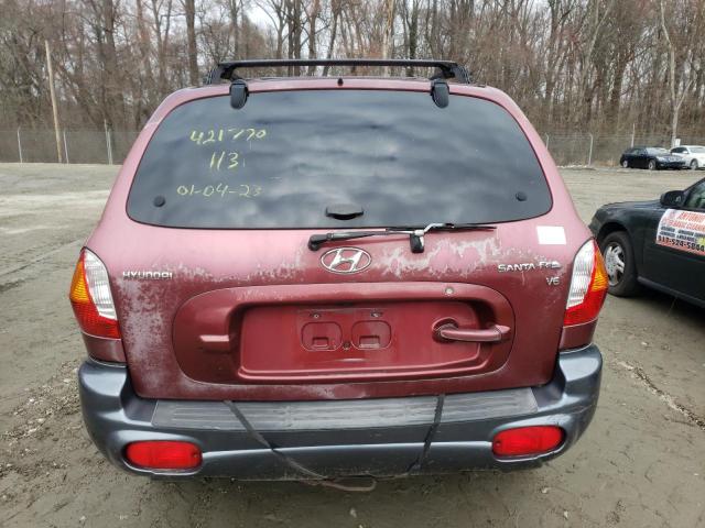 KM8SC13D84U621338 - 2004 HYUNDAI SANTA FE GLS BURGUNDY photo 6