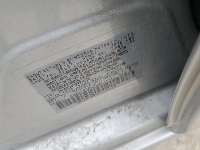 3N1AB7AP1KY314125 - 2019 NISSAN SENTRA S SILVER photo 12