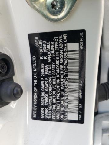 SHHFK7H4XJU428762 - 2018 HONDA CIVIC SPORT 白色 照片 12