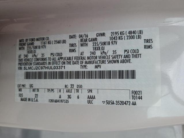 5LMCJ2C97HUL03371 - 2017 LINCOLN MKC SELECT 白色 照片 13