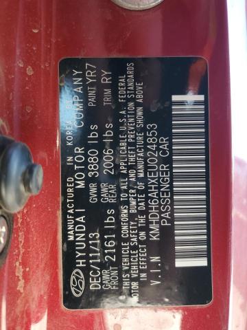 KMHDH6AHXEU024853 - 2014 HYUNDAI ELANTRA CO GS RED photo 12