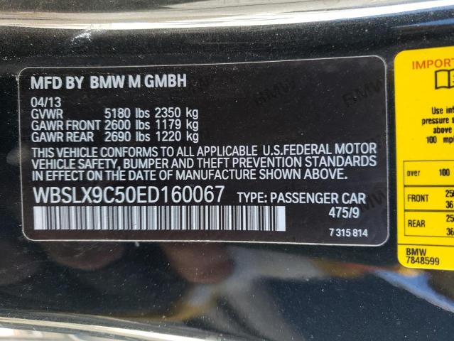 WBSLX9C50ED160067 - 2014 BMW M6 BLACK photo 12