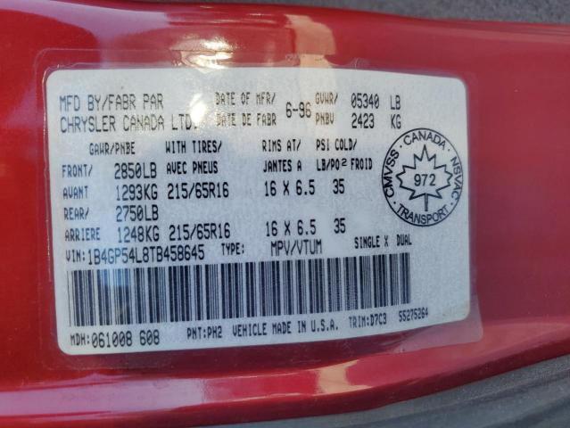 1B4GP54L8TB458645 - 1996 DODGE GRAND CARA LE RED photo 14