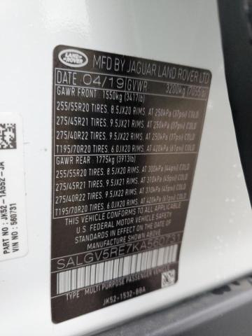 SALGV5RE7KA560731 - 2019 LAND ROVER RANGE ROVE AUTOBIOGRAPHY WHITE photo 13