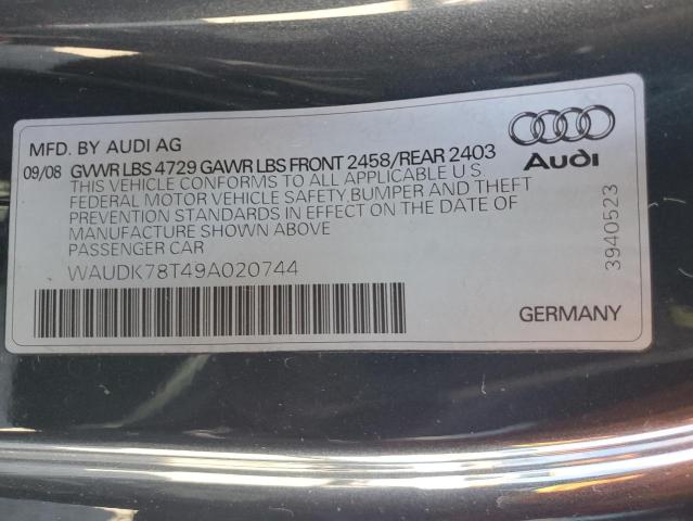 WAUDK78T49A020744 - 2009 AUDI A5 QUATTRO GRAY photo 12