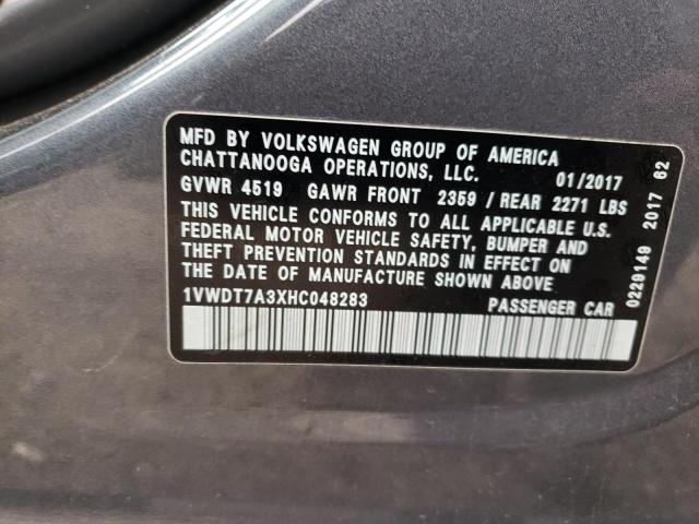 1VWDT7A3XHC048283 - 2017 VOLKSWAGEN PASSAT R-LINE Сұр фото 13