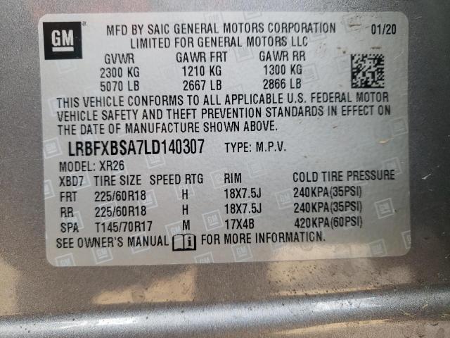 LRBFXBSA7LD140307 - 2020 BUICK ENVISION PREFERRED GRAY photo 12