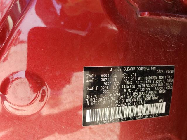 4S4WMAPD7L3471249 - 2020 SUBARU ASCENT LIMITED RED photo 13