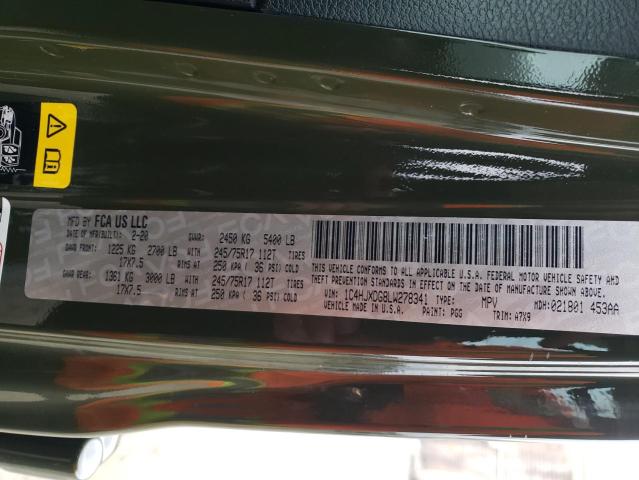 1C4HJXDG8LW278341 - 2020 JEEP WRANGLER U SPORT მწვანე ფოტო 13