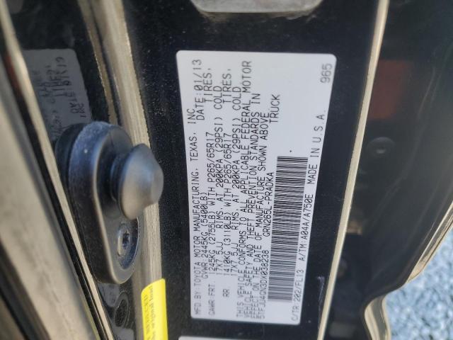 5TFJU4GN3DX038238 - 2013 TOYOTA TACOMA DOUBLE CAB PRERUNNER BLACK photo 12