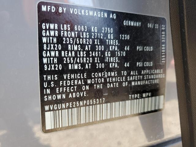 WVGUNPE25NP055317 - 2022 VOLKSWAGEN ID.4 PRO S GRAY photo 13