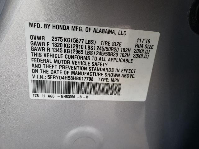 5FRYD4H58HB017798 - 2017 ACURA MDX TECHNOLOGY SILVER photo 13