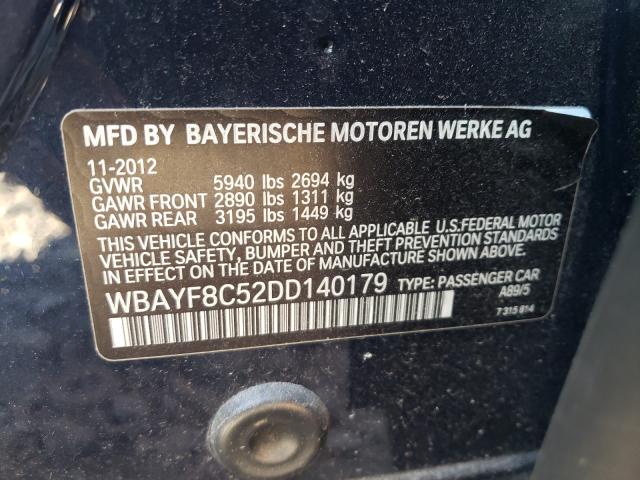 WBAYF8C52DD140179 - 2013 BMW 750 LXI BLUE photo 10