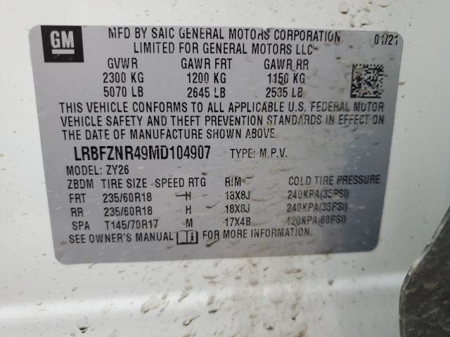LRBFZNR49MD104907 - 2021 BUICK ENVISION ESSENCE WHITE photo 13