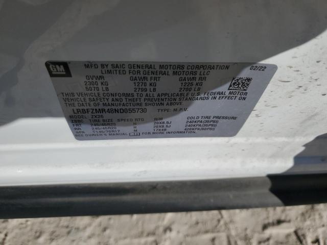 LRBFZMR48ND055730 - 2022 BUICK ENVISION PREFERRED WHITE photo 13