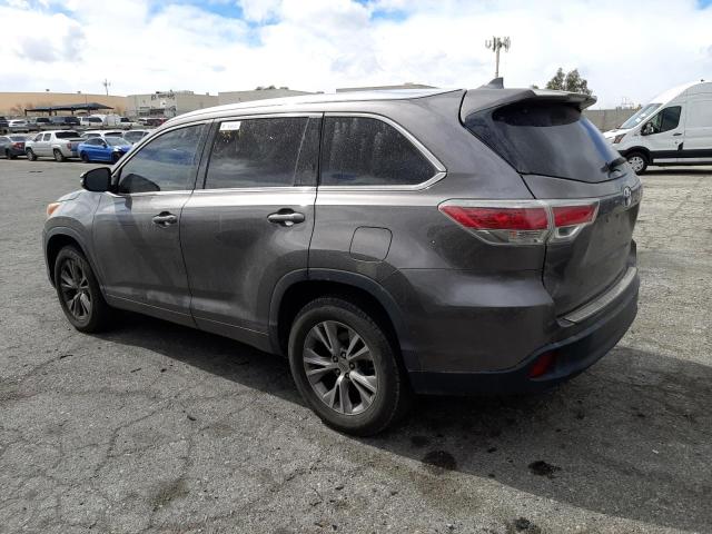 5TDKKRFH8ES037385 - 2014 TOYOTA HIGHLANDER XLE GRAY photo 2