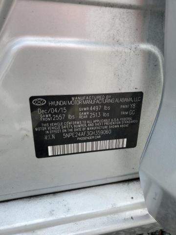 5NPE24AF3GH359060 - 2016 HYUNDAI SONATA SE SILVER photo 12