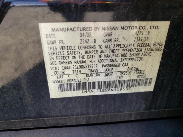 1N4AL21E98N519537 - 2008 NISSAN ALTIMA 2.5 BLACK photo 12