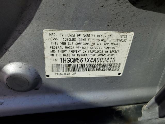 1HGCM561X4A003410 - 2004 HONDA ACCORD DX SILVER photo 12