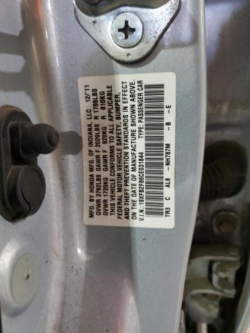 19XFB2F86CE031844 - 2012 HONDA CIVIC EX SILVER photo 12