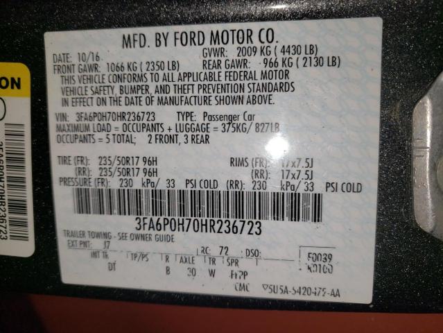 3FA6P0H70HR236723 - 2017 FORD FUSION SE PINK photo 12