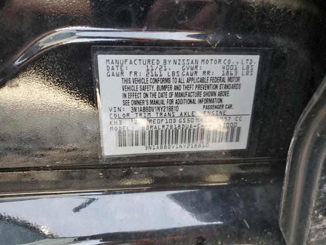 3N1AB8DV1NY218810 - 2022 NISSAN SENTRA SR BLACK photo 12