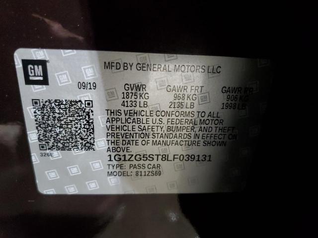 1G1ZG5ST8LF039131 - 2020 CHEVROLET MALIBU RS 栗色 照片 12