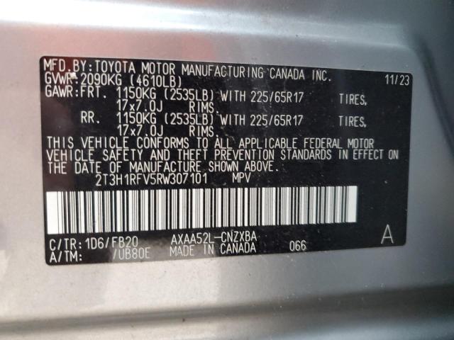 2T3H1RFV5RW307101 - 2024 TOYOTA RAV4 LE SILVER photo 13