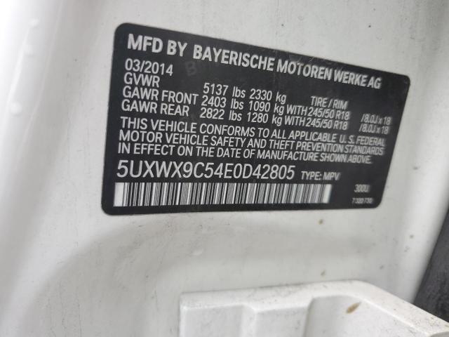 5UXWX9C54E0D42805 - 2014 BMW X3 XDRIVE28I WHITE photo 12