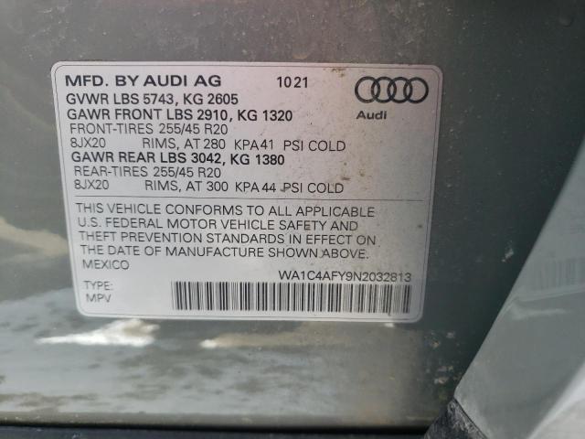 WA1C4AFY9N2032813 - 2022 AUDI SQ5 PRESTIGE GRAY photo 12