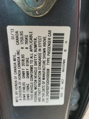 2HGFB2F53DH300508 - 2013 HONDA CIVIC LX SILVER photo 13