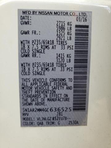 5N1AR2MM4GC636525 - 2016 NISSAN PATHFINDER S 白色 照片 13