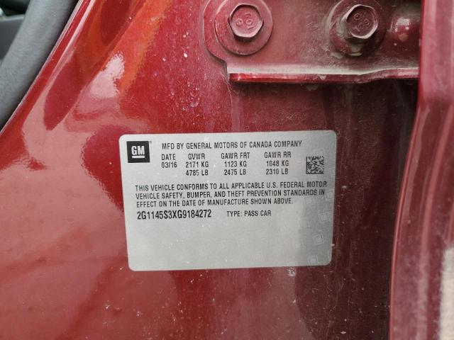 3G1145S3XG9184272 - 2016 CHEVROLET IMPALA LTZ Rot Foto 12