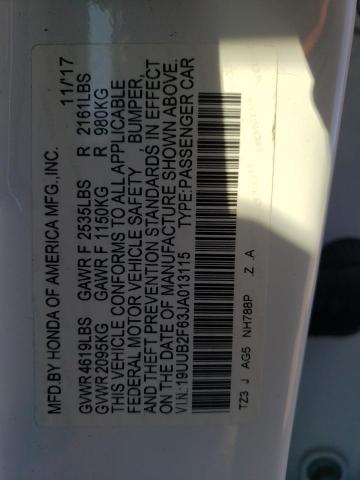 19UUB2F63JA013115 - 2018 ACURA TLX TECH+A WHITE photo 12