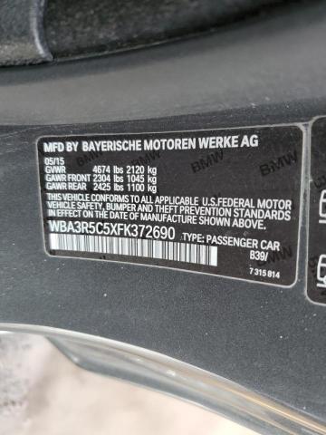 WBA3R5C5XFK372690 - 2015 BMW 435 XI GRAY photo 12