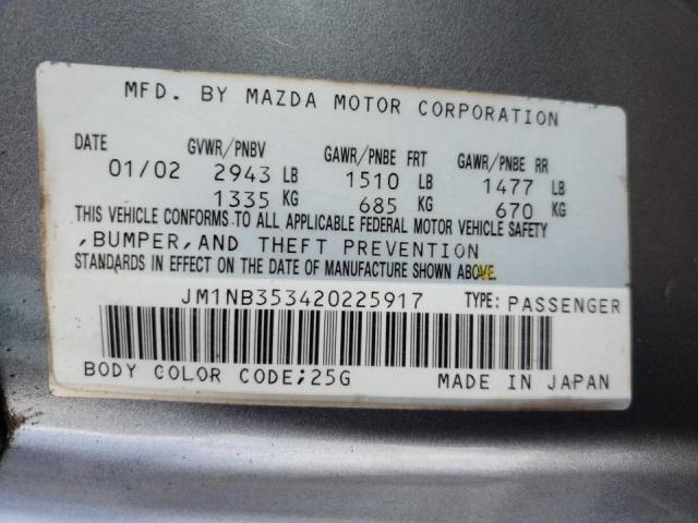 JM1NB353420225917 - 2002 MAZDA MX-5 MIATA BASE GRAY photo 12