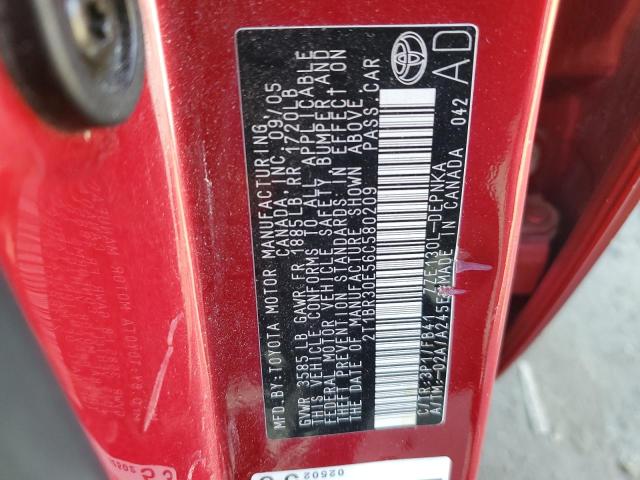 2T1BR30E56C580209 - 2006 TOYOTA COROLLA CE RED photo 12